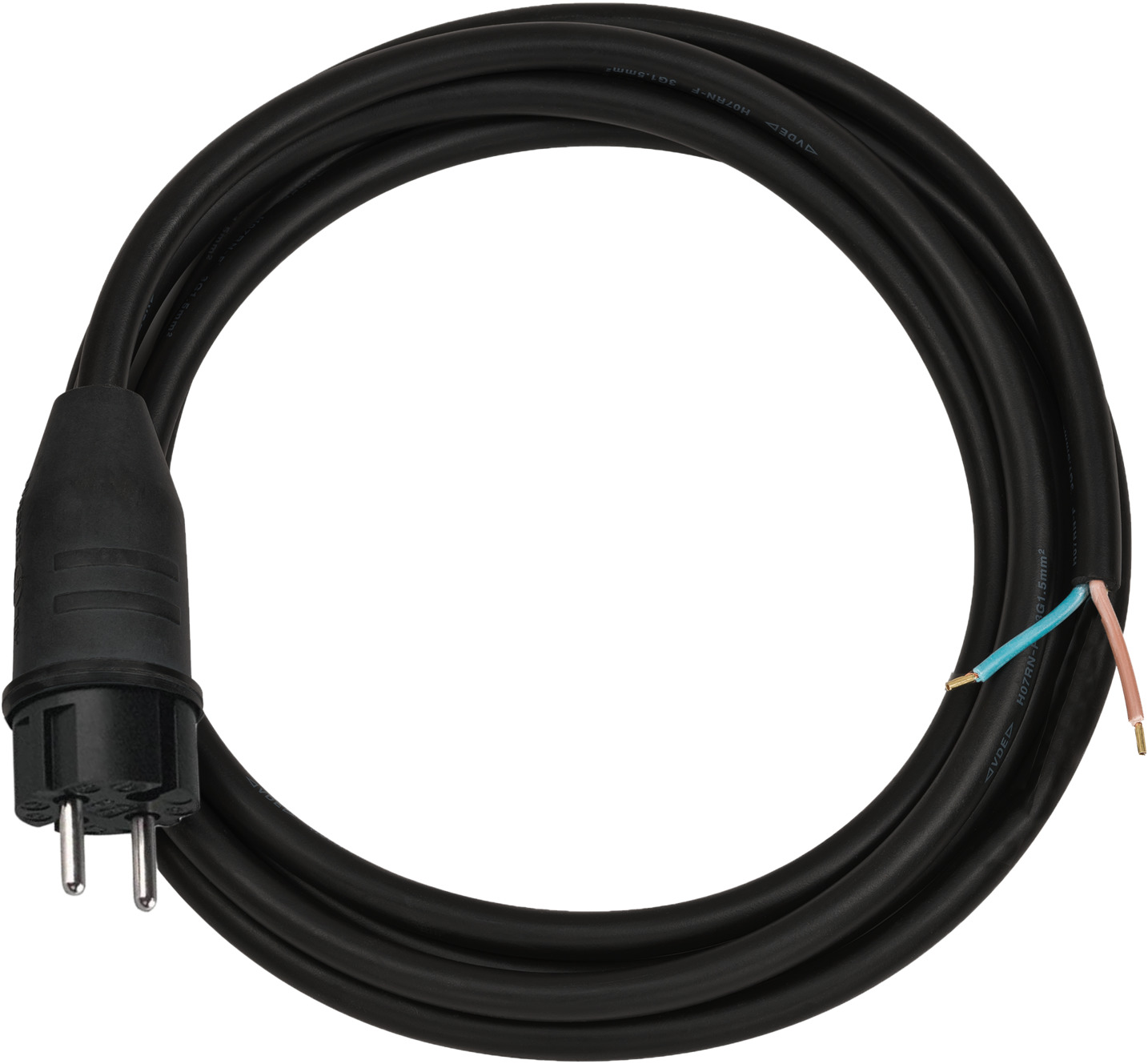 Connection cable 3m black H07RN-F 2x1,0