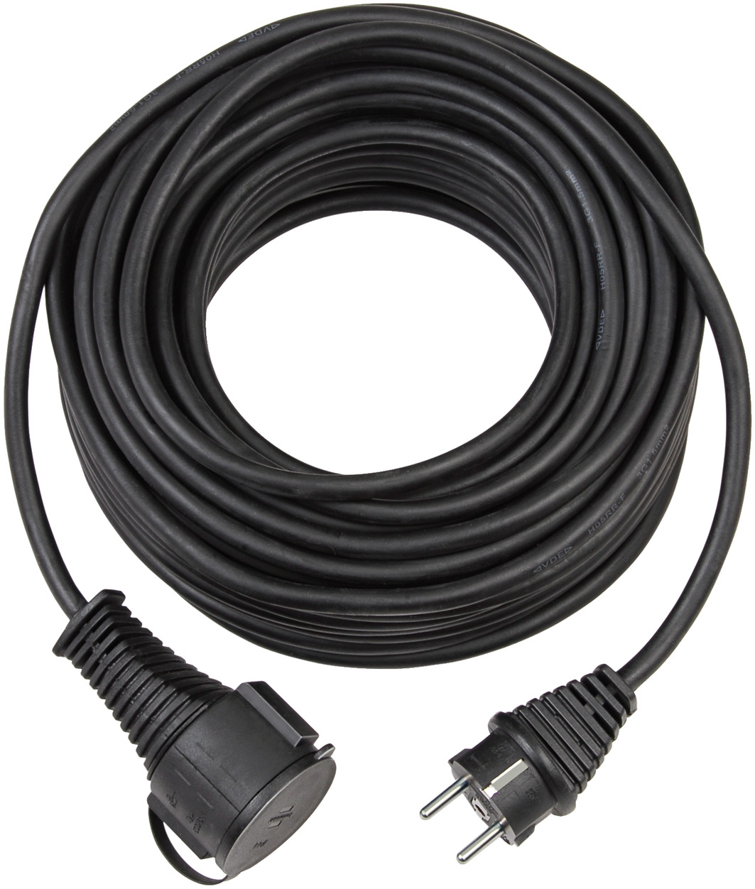Quality extension rubber cable black 5m | brennenstuhl® IP44 H05RR-F 3G1,5