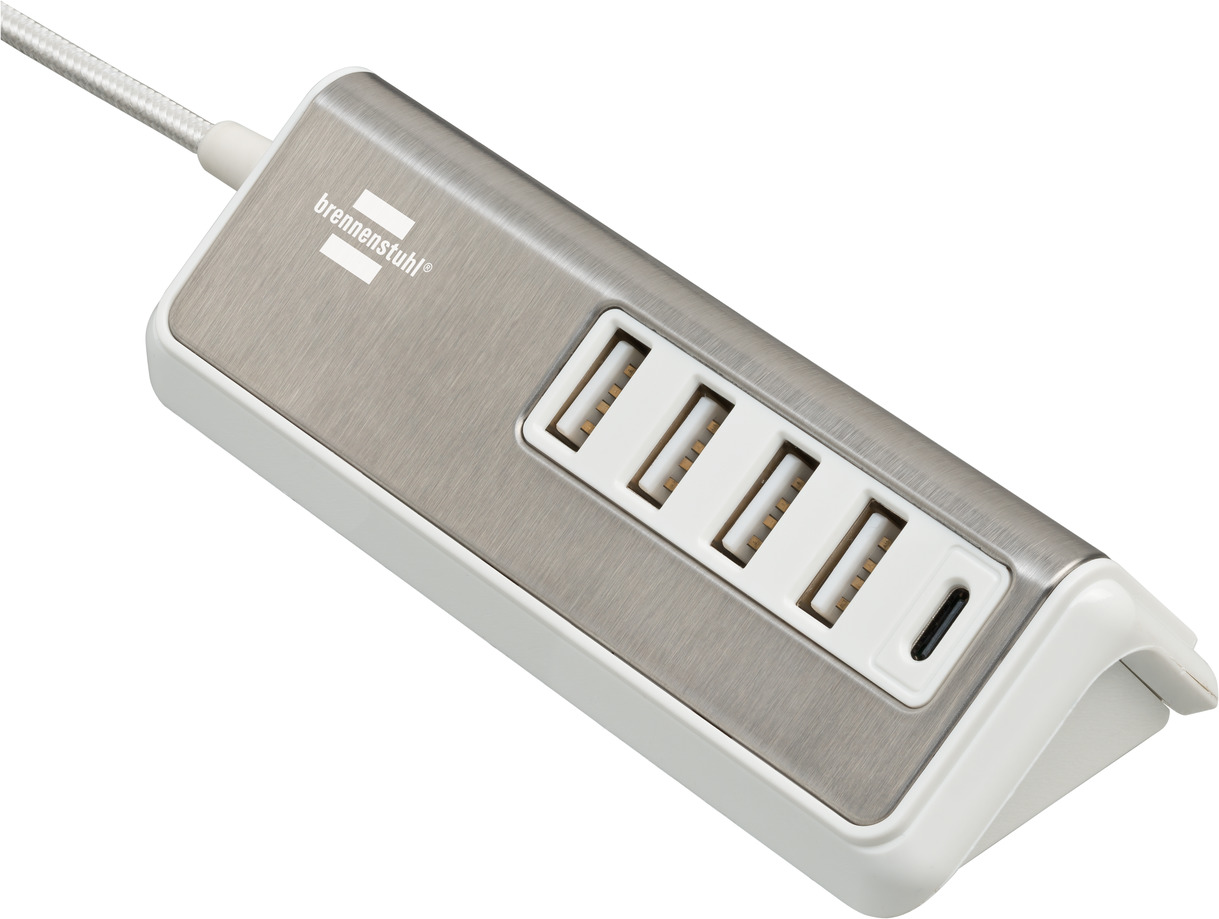 brennenstuhl®estilo USB multi charger with 1.5m textile cable 4x USB + 1x  USB C