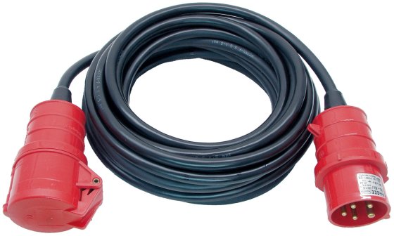 CEE Verlängerungskabel (Gummi-Kabel), CEE-Kupplung und CEE-Stecker 400V/16A, Kabel 50m H07RN-F 5G2,5 schwarz - Produktbild