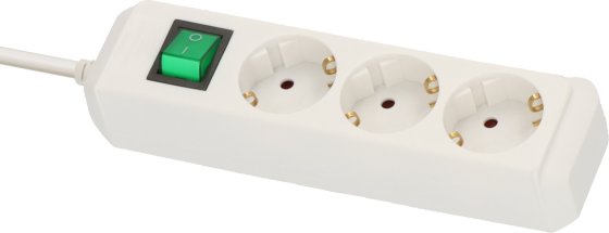 Eco-Line Steckdosenleiste mit Schalter 3-fach weiss 1,5m H05VV-F 3G1,0 - Produktansicht