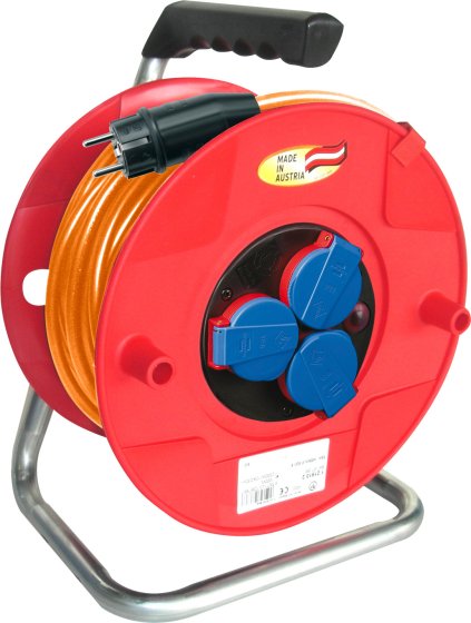 BAT Kabeltrommel 260, 3x Schutzkontakt-Steckdosen 230V/16A, 33m AT-N07V3V3-F 3G1,5 orange, IP44 - Produktbild