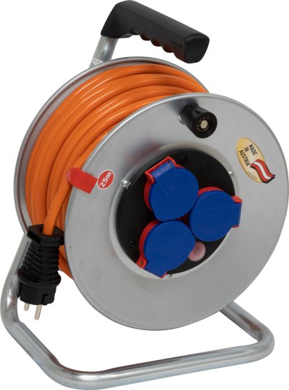 BAT SK Kabeltrommel 240, 3x Schutzkontakt-Steckdosen 230V/16A, 25m AT-N07V3V3-F 3G1,5 orange, IP44 - Produktbild