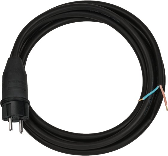 Anschlussleitung mit Konturenstecker, 10m H07RN-F 2x1.0 Schwarz - Produktbild