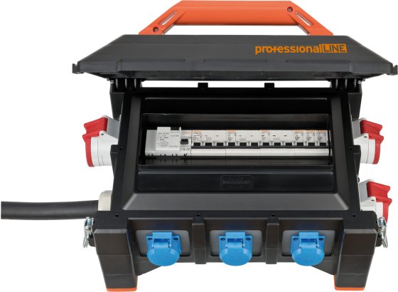 professionalLINE Gummi-Stromverteiler BSV 5 3/6 N525 AT 16A FI 2m H07RN-F 5G2,5 3xCEE 400V/16A, 6x Schutzkontakt 230V/16A - Produktansicht