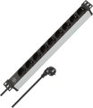 Alu-Line 19" Steckdosenleiste für Schaltschränke 9-fach schwarz/silber 2m H05VV-F 3G1,5 ohne Schalter - Produktbild