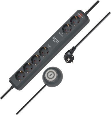 Eco-Line Comfort Switch Plus EL CSP 24 Steckdosenleiste 6-fach anthrazit 1,5m H05VV-F 3G1,5 2 permanent, 4 schaltbar beleuchteter Hand-/Fußschalter