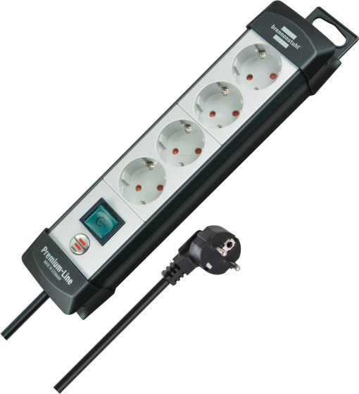 Premium-Line Steckdosenleiste 4-fach schwarz/lichtgrau 1,8m H05VV-F 3G1,5 - Produktbild