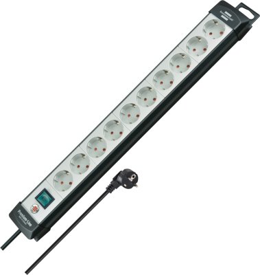 Premium-Line Steckdosenleiste 10-fach schwarz/lichtgrau 3m H05VV-F 3G1,5