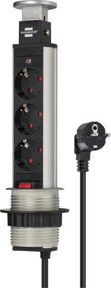 Tower Power Tischsteckdosenleiste 3-fach 2m H05VV-F 3G1,5 - Produktbild