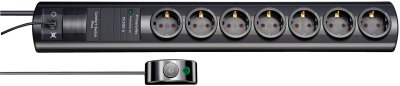 Primera-Tec Comfort Switch Plus 19.500A Überspannungsschutz-Steckdosenleiste 7-fach schwarz 2m H05VV-F 3G1,5 2 permanent, 5 schaltbar