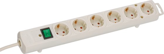 Comfort-Line Plus Steckdosenleiste mit Flachstecker 6-fach weiss 2m H05VV-F 3G1,5 - Produktansicht