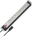 Premium-Line 19" Steckdosenleiste für Schaltschränke 8-fach schwarz/lichtgrau 3m H05VV-F 3G1,0 19"-Format mit Kaltgerätestecker - Produktbild