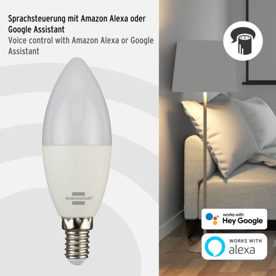 brennenstuhl®Connect WiFi Glühbirne SB 400, E14, 430lm, 5,5W - Anwendungsbild