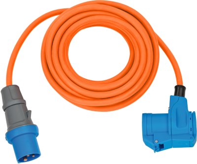 Camping-/Maritim CEE Verlängerungskabel IP44 10m orange H07RN-F 3G2,5 CEE-Stecker, Winkelkupplung 230V/16A