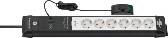 Premium-Line Comfort Switch Plus Steckdosenleiste 6-fach schwarz/lichtgrau 3m H05VV-F 3G1,5 - Produktansicht