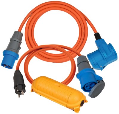 Câble adaptateur CEE Camping Câble de 1,5 m en orange (fiche CEE et  couplage coudé